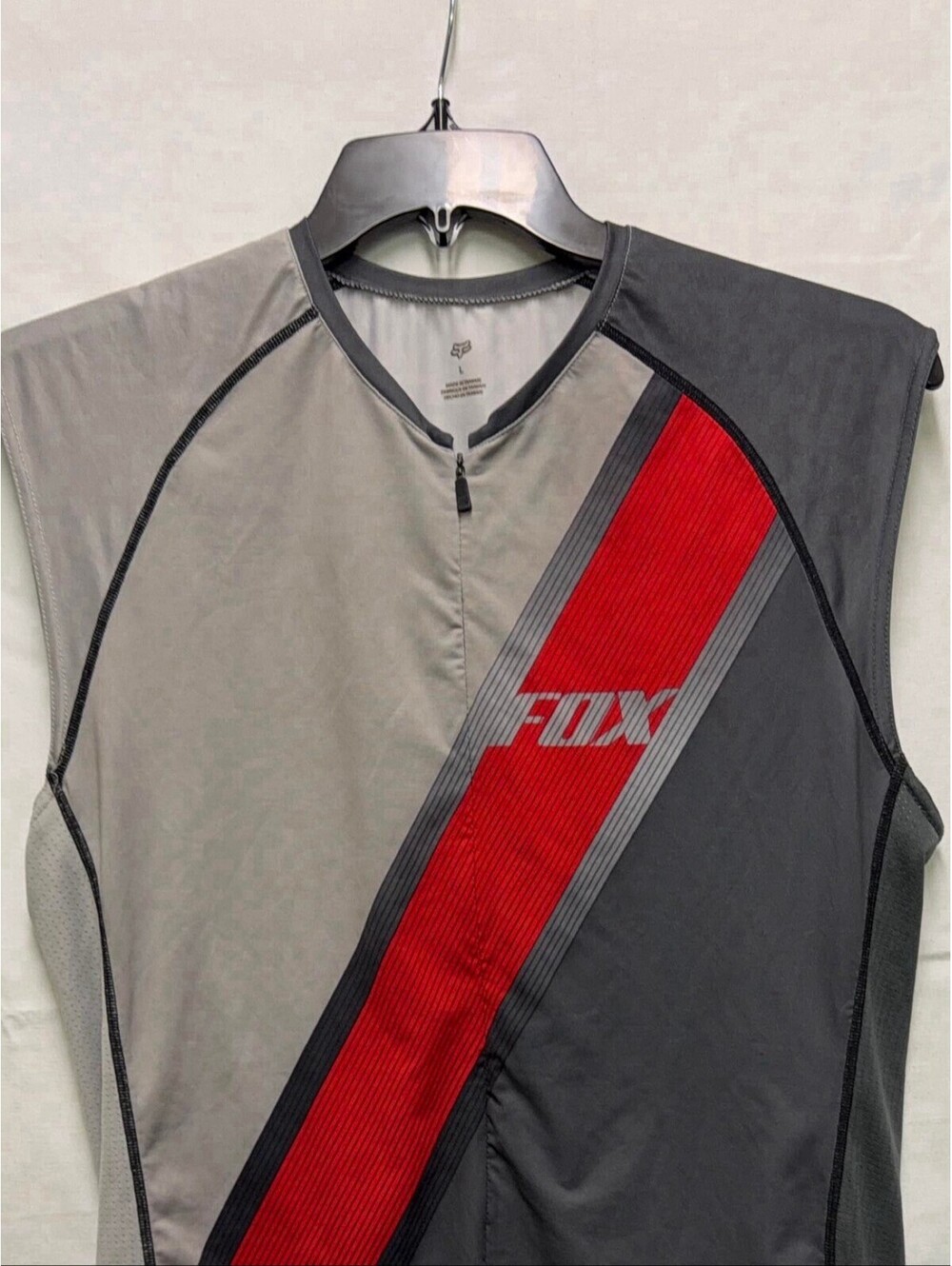 Fox Men's Cycling Jersey Sleeveless Size Large Gray Black Red